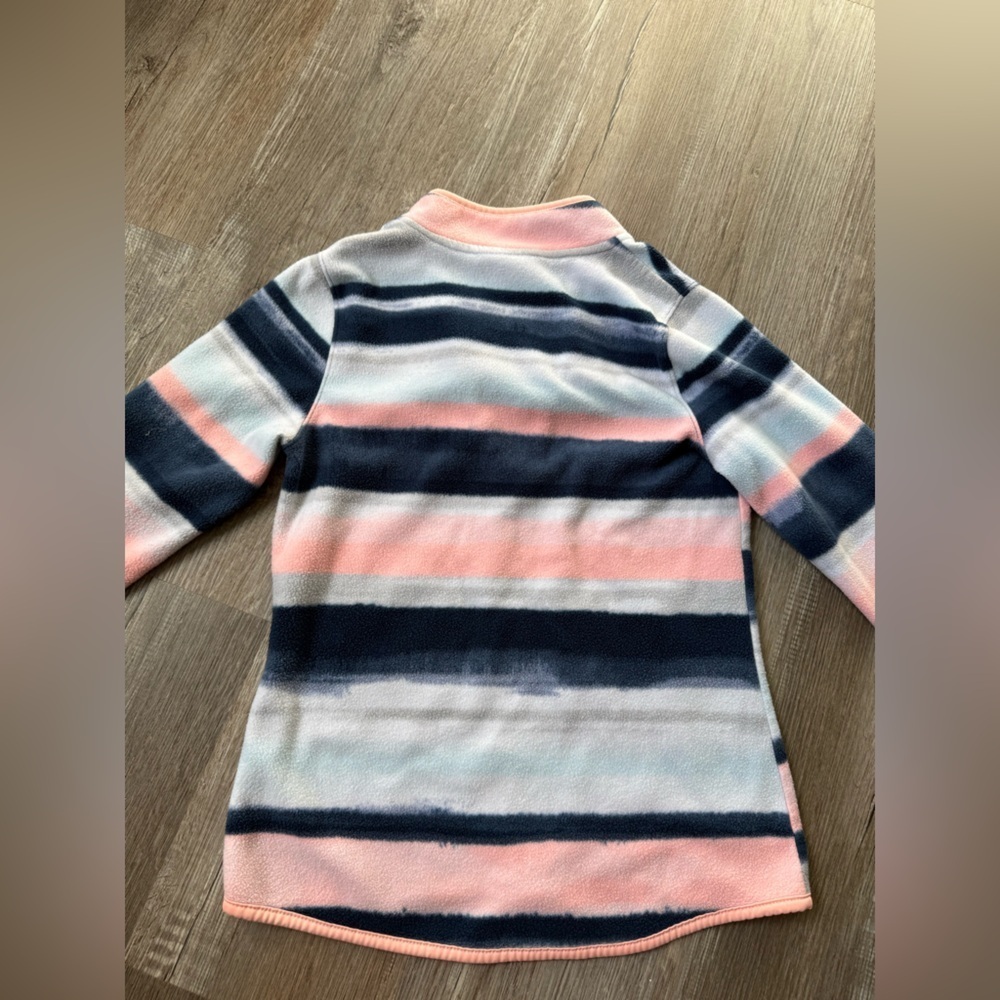 Striped Multi Color Quarter Zip Girls Pullover Sweatshirt Sweater Pink Blue L - Picture 5 of 6